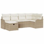 vidaXL Ensemble de canapé de jardin 6 Pièces Beige Poly rotin