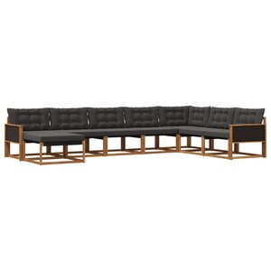 vidaXL Ensemble de canapés d'extérieur 8 Pièces Naturel et noir