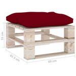 Vidaxl repose-pied palette de jardin avec coussin rouge bordeaux pin