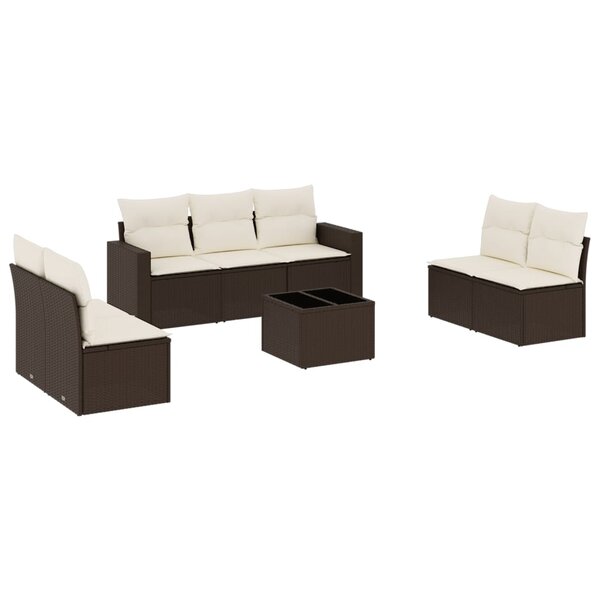 vidaXL Salon de jardin 8 Pièces avec coussins marron résine tressée
