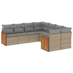 vidaXL Salon de jardin avec coussins 8 Pièces beige résine tressée