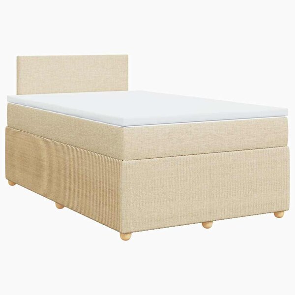 vidaXL Sommier à lattes de lit avec matelas crème 120x190 cm tissu