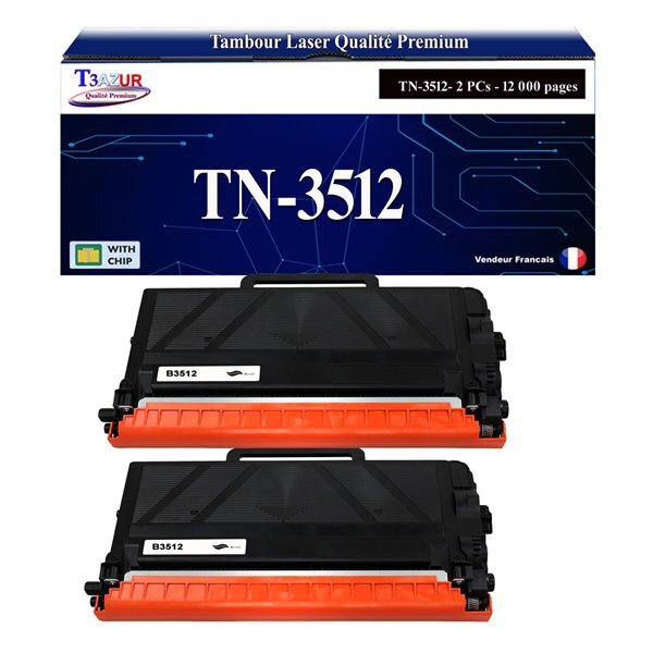 T3AZUR - 2x Toners compatibles avec Brother TN3512 pour Brother DCP-L6600DW - 12 000 pages
