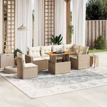 vidaXL Salon de jardin avec coussins 7 Pièces beige résine tressée