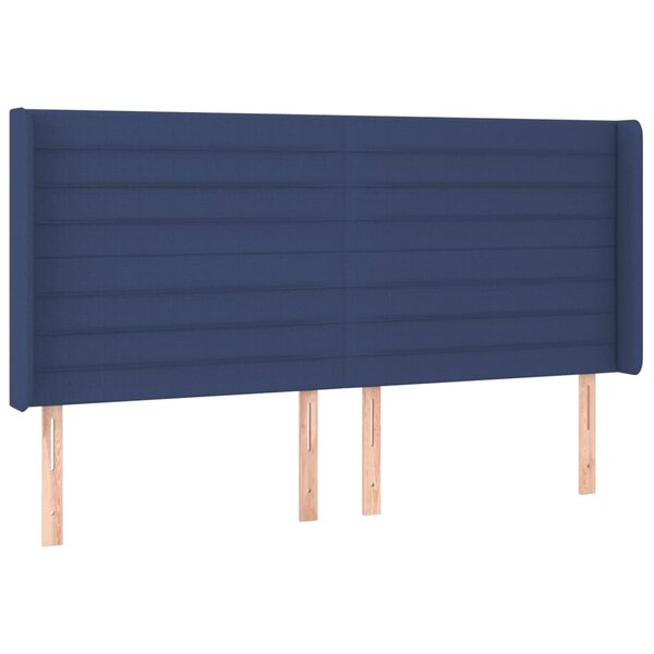 vidaXL Tête de lit avec oreilles Bleu 163x16x118/128 cm Tissu