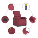 vidaXL Fauteuil de massage inclinable électrique Rouge bordeaux Tissu