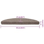 vidaXL Tapis d'escalier auto-adhésifs 15 pièces 65 x 21 x 4 cm Beige Demi-rond Grand