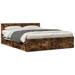vidaXL Cadre de lit et tête de lit sans matelas chêne fumé 160x200 cm