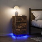 vidaXL Table de chevet avec lumières LED chêne fumé 38x34x65 cm