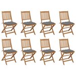 vidaXL Chaises pliables d'extérieur et coussins lot de 8 Bois d'acacia