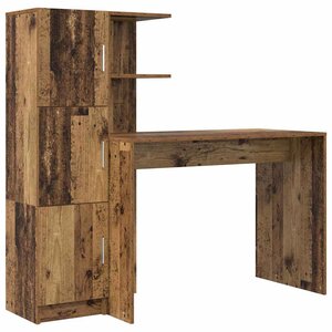 vidaXL Bureau avec rangement 2 Pièces Bois Ancien 102 x 50 x 124 cm