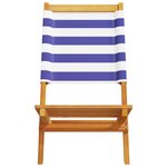 vidaXL Chaises de jardin lot de 2 bleu/blanc bois acacia massif tissu