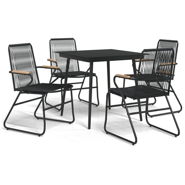 vidaXL Ensemble à manger de jardin 5 Pièces Noir Rotin PVC