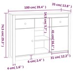 vidaXL Buffet Noir 100x35x74 5 cm Bois massif de pin
