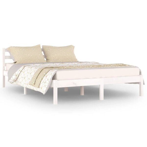 vidaXL Cadre de lit sans matelas bois de pin massif 140x200 cm blanc