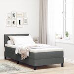 vidaXL Lit à ressorts avec matelas Gris Foncé 90x200 cm Tissu