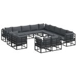 vidaXL Ensemble de canapé de jardin avec coussin 13 Pièces Noir Aluminium