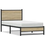 vidaXL Cadre de lit en métal sans matelas chêne sonoma 75x190 cm