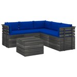 vidaXL Salon palette de jardin 6 Pièces avec coussins Bois de pin massif