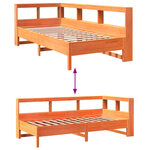 vidaXL Lit bibliothèque sans matelas cire marron 100x200 cm pin massif