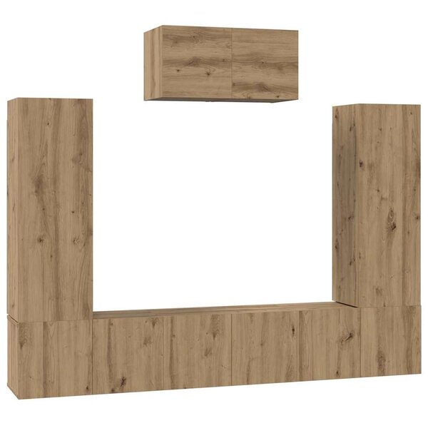 vidaXL Ensemble meuble TV 7 Pièces chêne artisanal 180 x 30 x 120 cm