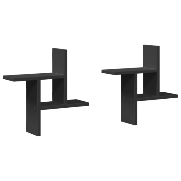 vidaXL Étagères murales 2 Pièces noir 38x12x38 cm bois d'ingénierie
