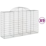 vidaXL Paniers à gabions arqués 9 Pièces 200x50x120/140 cm Fer galvanisé