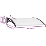 vidaXL Auvent de porte Noir et transparent 150x80 cm PC