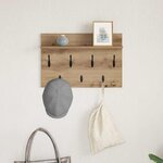 vidaXL Porte-manteau mural chêne artisanal 60 x 40 x 12 cm