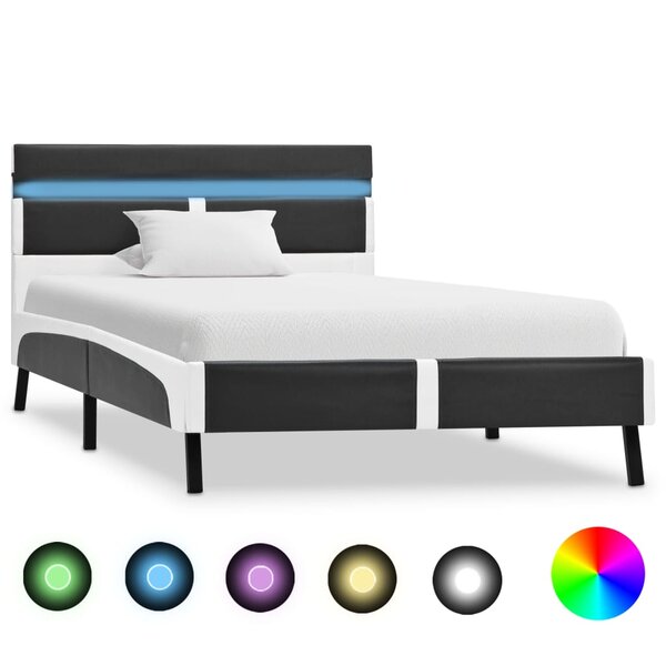 vidaXL Cadre de lit avec LED sans matelas gris similicuir 90x200 cm
