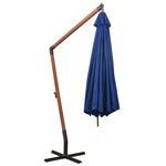 vidaXL Parasol suspendu avec mât Bleu azuré 3 5x2 9 m Bois de sapin