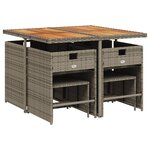 vidaXL Ensemble à manger de jardin 9 Pièces coussins gris résine tressée