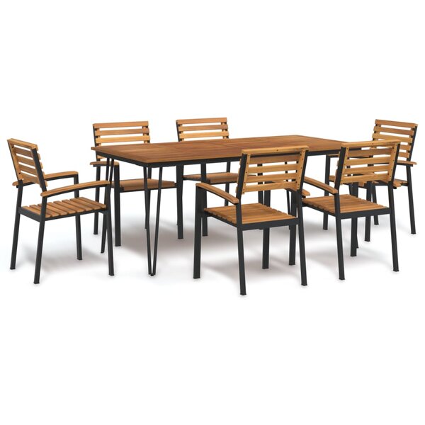 vidaXL Ensemble à manger de jardin 7 Pièces bois d'acacia solide et métal