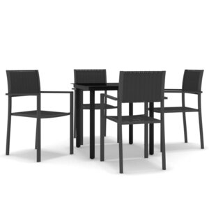vidaXL Ensemble à manger de jardin 5 Pièces Noir