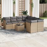 vidaXL Salon de jardin avec coussins 9 Pièces beige résine tressée