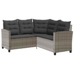 vidaXL Canapé de jardin avec table et coussins en forme de L gris