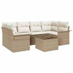 vidaXL Ensemble de canapé de jardin 7 Pièces Beige Poly rotin