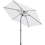 Parasol droit Diam. 3 m – Hauteur ajustable - Mat Aluminium et toile polyester 160g - Blanc