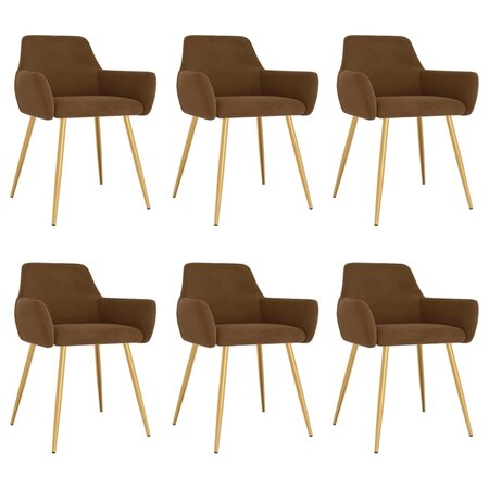 vidaXL Chaises à manger lot de 6 marron velours