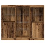 Meuble de rangement vidaXL avec lumières LED vieux bois 123x37x100 cm bois d'ingénierie