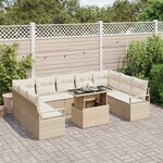 vidaXL Ensemble de canapé de jardin 10 Pièces Beige et crème polyrotin