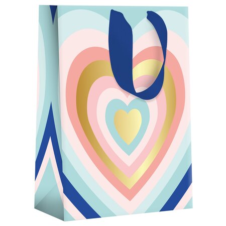 Sac cadeau grand format coeur pastel et or - draeger paris