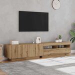 vidaXL Meuble TV avec lumières LED chêne artisanal bois d'ingénierie
