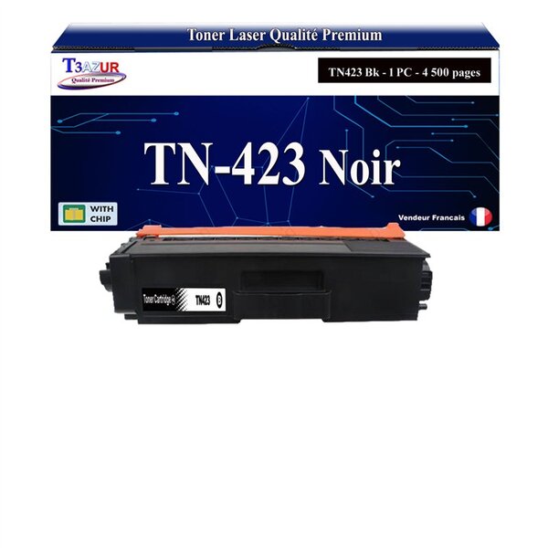 T3AZUR - Toner compatible avec Brother TN421  TN423 Noire pour Brother HL-L8260CDW HL-L8360CDW DCP-L8410CDN DCP-L8410CDW MFC-L8690CDW MFC-L8900CDW
