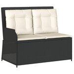 vidaXL Banc inclinable de jardin avec coussins noir résine tressée