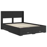 vidaXL Cadre de lit avec rangement et tête de lit Noir 135 x 190 cm