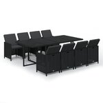 vidaXL Ensemble à dîner de jardin et coussins 9Pièces Résine tressée Noir