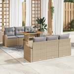 vidaXL Ensemble de canapé de jardin 7 Pièces Beige Poly rotin