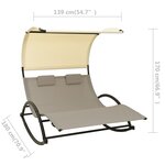 vidaXL Chaise longue double avec auvent Textilène Taupe et crème