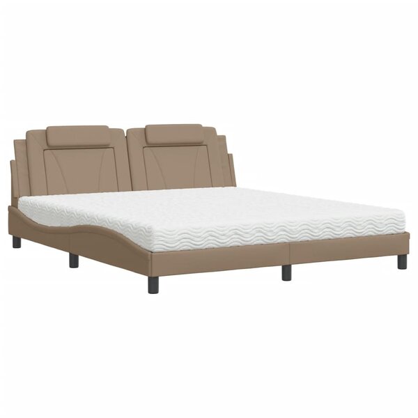vidaXL Lit avec matelas cappuccino 180x200 cm similicuir